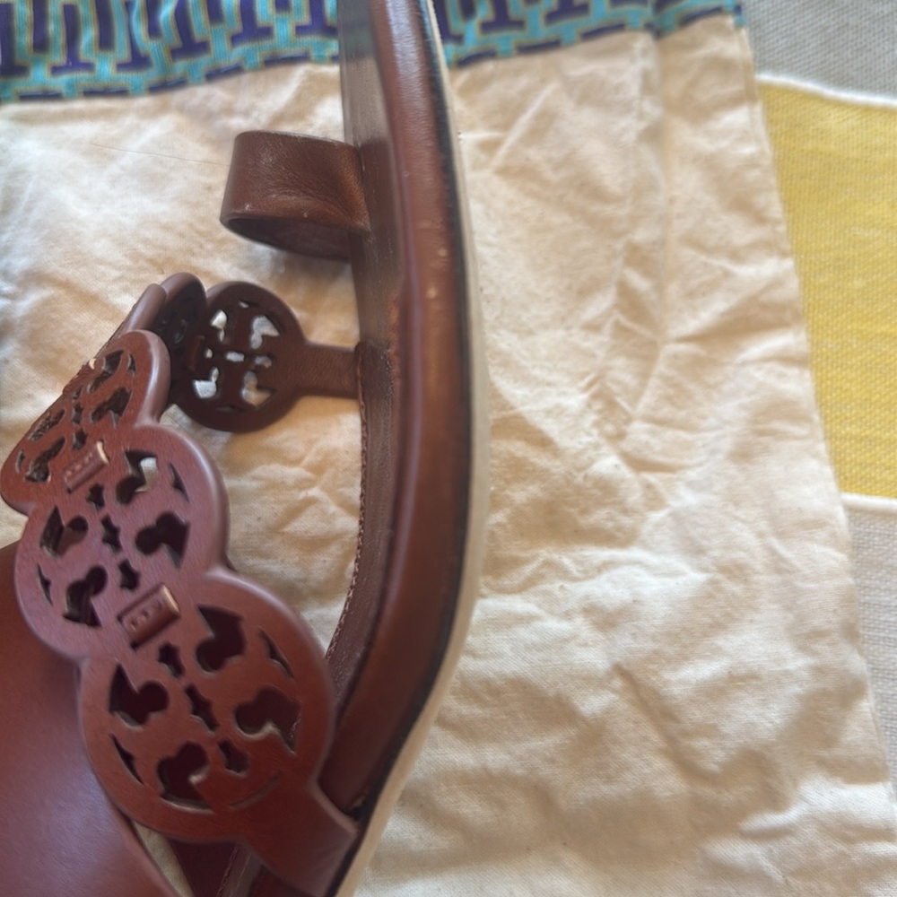 Tory Burch Tiny Miller Heeled Sandals in Burnt Cuoio Leather - Picture 13 of 15